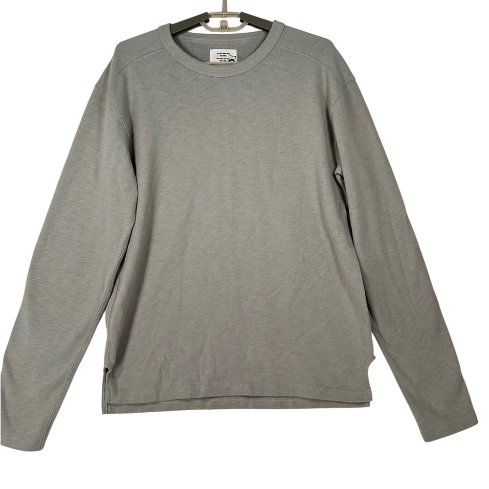 Buck Mason Mens Field Spec Rugby Crew Shirt Small 100% Cotton in Concrete